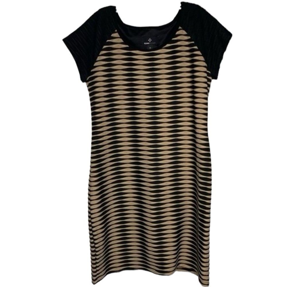 Ronni Nicole Tan Black Textured Bodycon Sheath Short Sleeve Dress 12